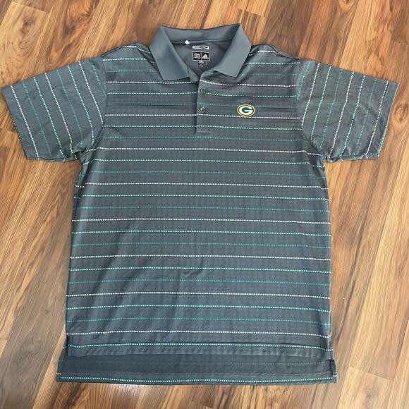 Adidas Climacool Men’s Large Gray Green Bay Packers Golf Polo Short Sleeve - Picture 1 of 9